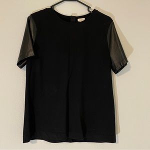 J Crew Leather Sleeve Tee